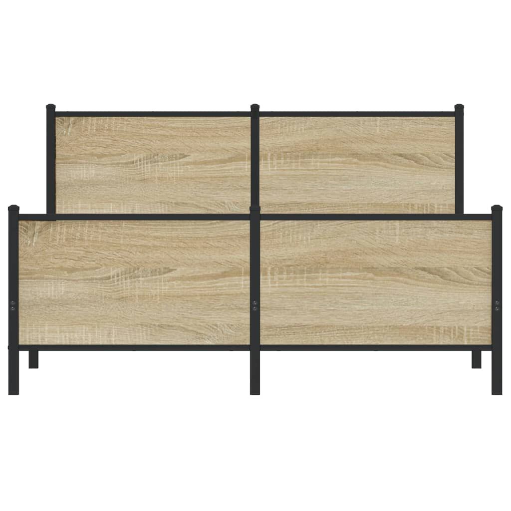 vidaXL Σκελετός Κρεβ. Χωρίς Στρώμα Sonoma Δρυς 140x190 εκ. Μεταλλικό