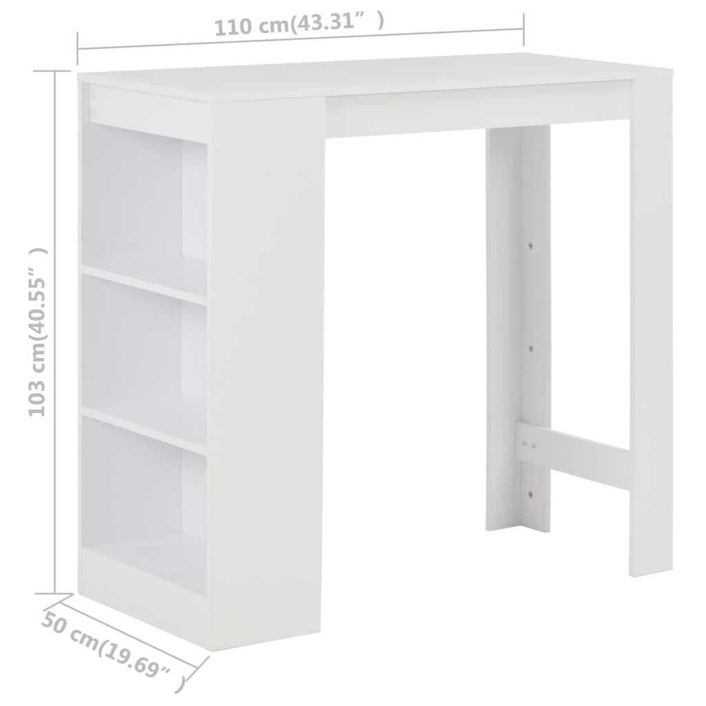 vidaXL Τραπέζι Μπαρ με Ράφια Λευκό 110 x 50 x 103 εκ.