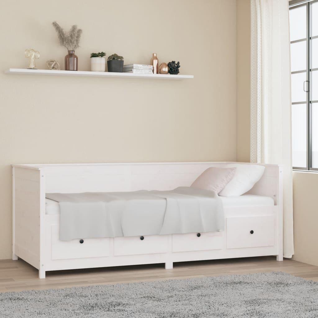 vidaXL Καναπές Κρεβάτι Χωρίς Στρώμα Λευκό 90x200 εκ. Μασίφ Ξύλο Πεύκου