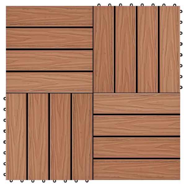 vidaXL Πλακάκια Deck 11 τεμ. Ανάγλυφα Ανοιχτό Καφέ 30x30 εκ. 1 μ² WPC