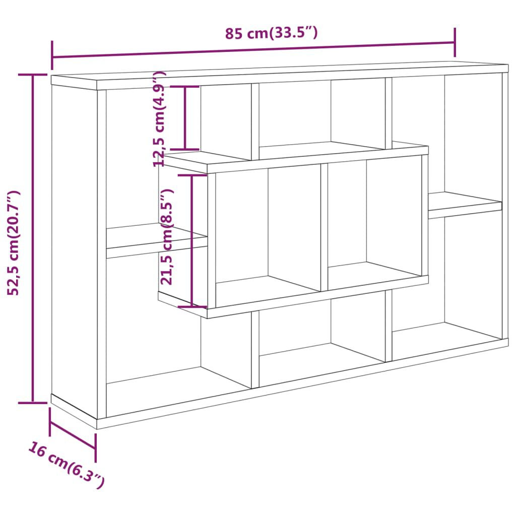 vidaXL Ραφιέρα Τοίχου Καπνιστή Δρυς 85x16x52,5 εκ. Επεξεργασμένο Ξύλο