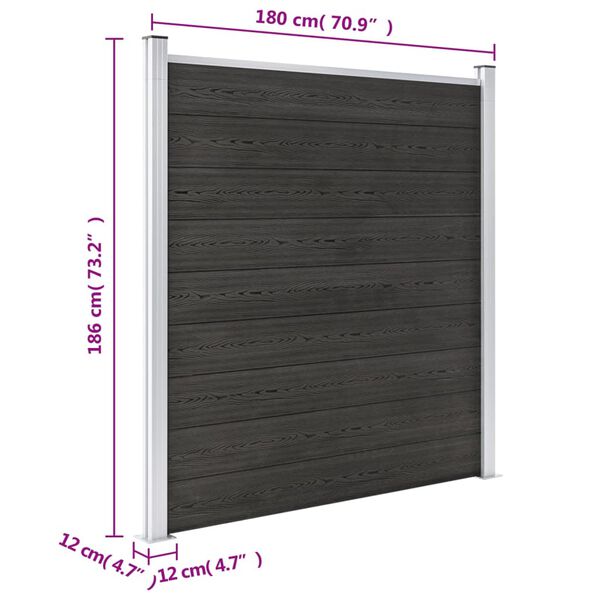 vidaXL Πάνελ Περίφραξης Γκρι 180 x 186 εκ. από WPC