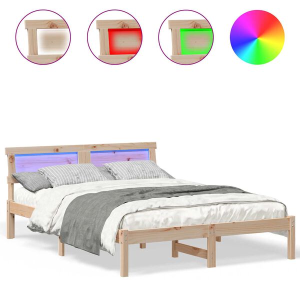 vidaXL Σκελετός Κρεβατιού Καφέ 120 x 200 cm Συμπαγές ξύλο πεύκου