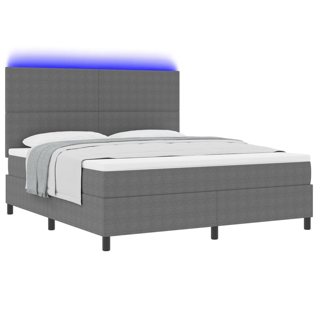 vidaXL Κρεβάτι με Βάση με Στρώμα & LED Ανοιχτό Γκρι Κόρντουρα