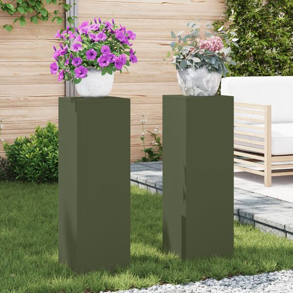 vidaXL Στήριξη φυτών 2 pcs Λαδί 24 x 24 x 75 εκ. Ατσάλι