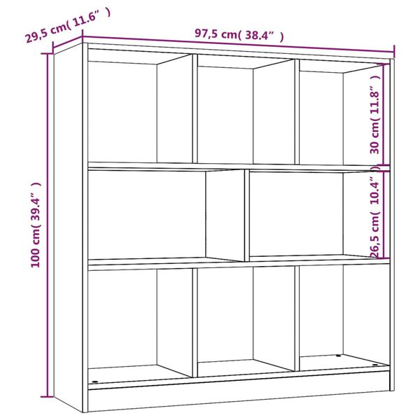 vidaXL Βιβλιοθήκη Καπνιστή Δρυς 97,5x29,5x100 εκ. Επεξεργασμένο Ξύλο