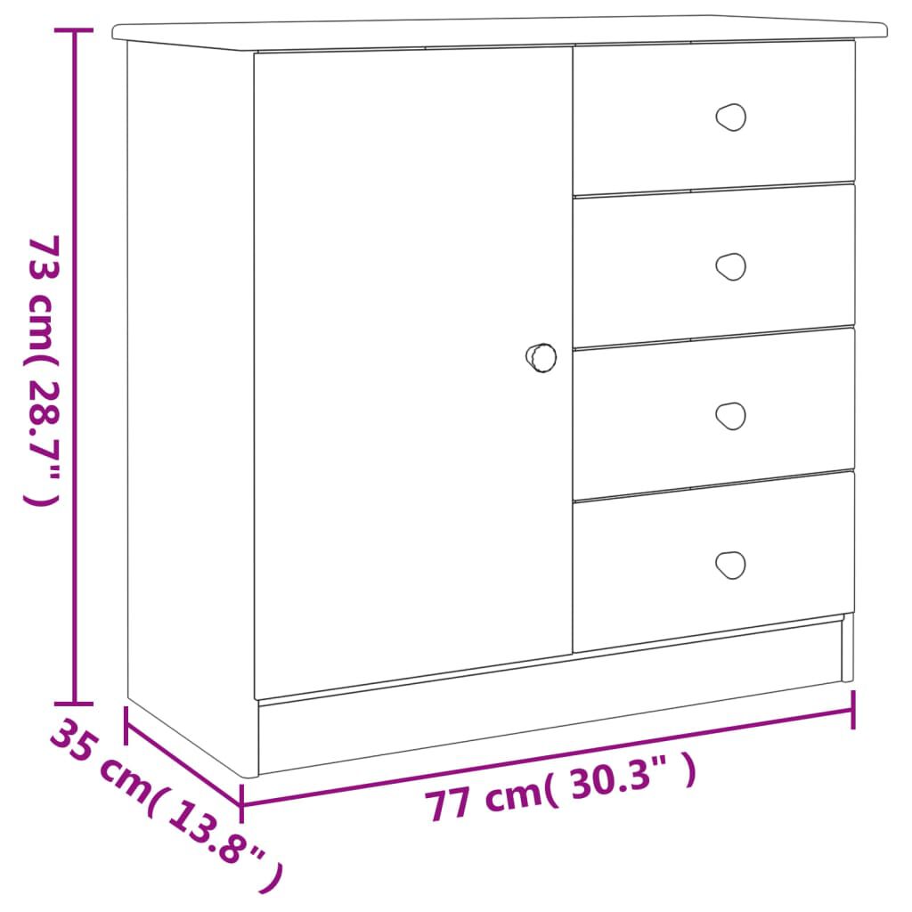 vidaXL Ντουλάπι ALTA Λευκό 77 x 35 x 73 εκ. από Μασίφ Ξύλο Πεύκου