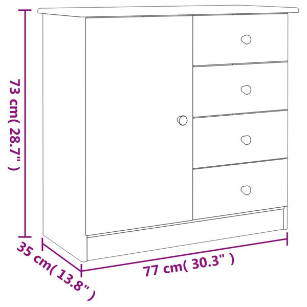vidaXL Ντουλάπι ALTA Λευκό 77 x 35 x 73 εκ. από Μασίφ Ξύλο Πεύκου