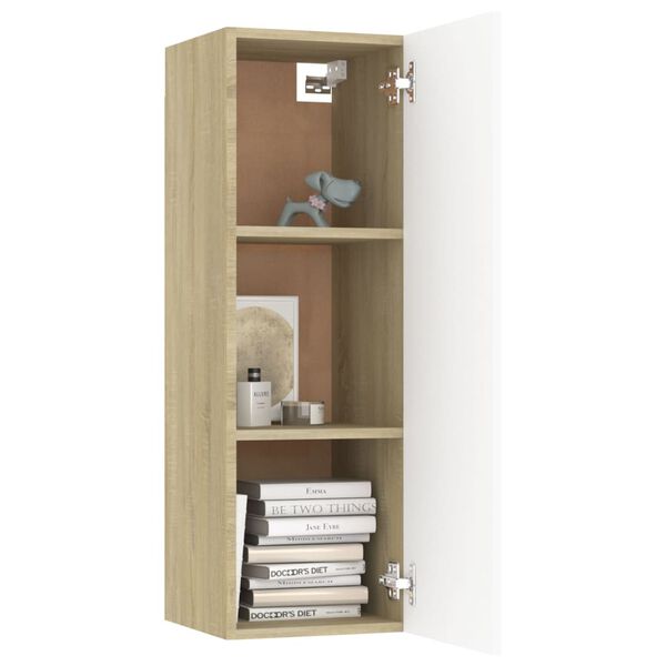 vidaXL Έπιπλο Τηλεόρασης Λευκό & Sonoma Δρυς 30,5x30x90εκ. Επεξ. Ξύλο