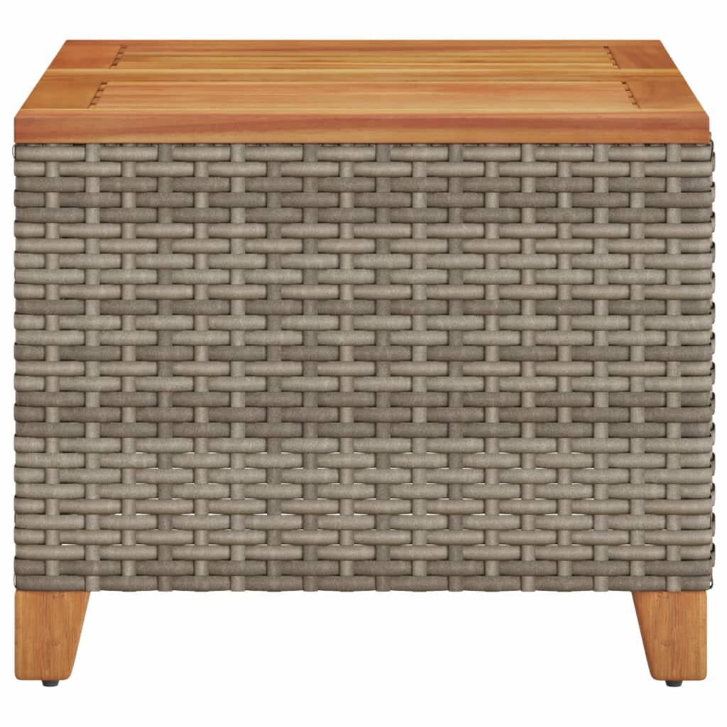 vidaXL Τραπέζι Κήπου Γκρι 45x45x37 εκ. Συνθετικό Ρατάν/Ξύλο Ακακίας