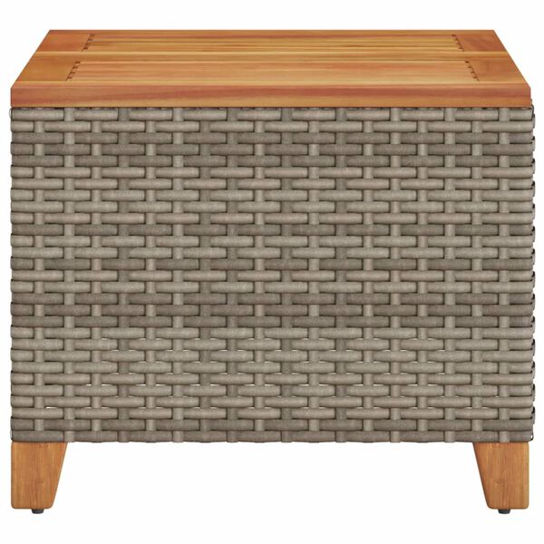 vidaXL Τραπέζι Κήπου Γκρι 45x45x37 εκ. Συνθετικό Ρατάν/Ξύλο Ακακίας