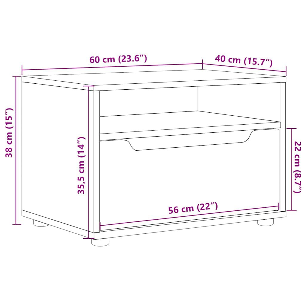 vidaXL ντουλάπι τηλεόρασης VISNES Δρυς Sonoma 60x40x38 cm