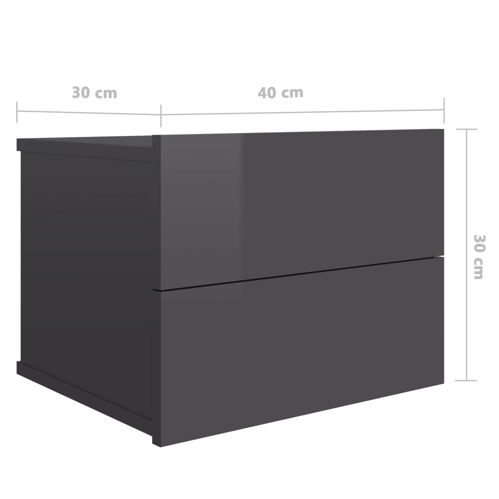vidaXL Κομοδίνα 2 τεμ. Γυαλιστερό Γκρι 40x30x30 εκ. από Μοριοσανίδα