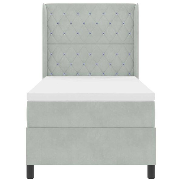 vidaXL Κρεβάτι με ελατήρια Ανοιχτό γκρι 90 x 190 cm Βελούδο