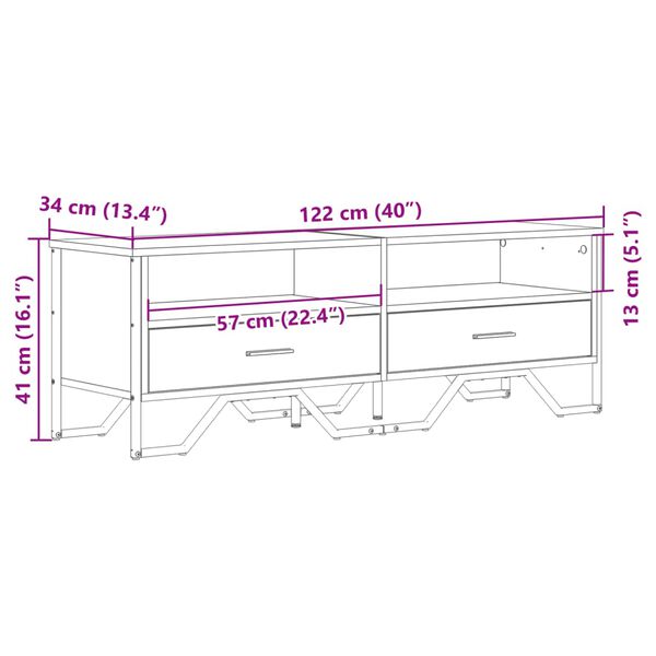 vidaXL Έπιπλο Τηλεόρασης Γκρι Sonoma 122x34x41 εκ. από Επεξεργ. Ξύλο