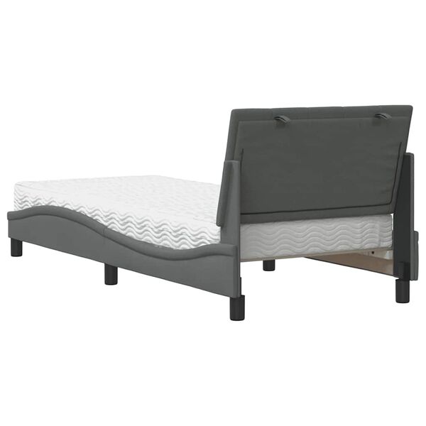 vidaXL Κρεβάτι με Στρώμα Σκούρο Γκρι 90x190 εκ. Υφασμάτινο
