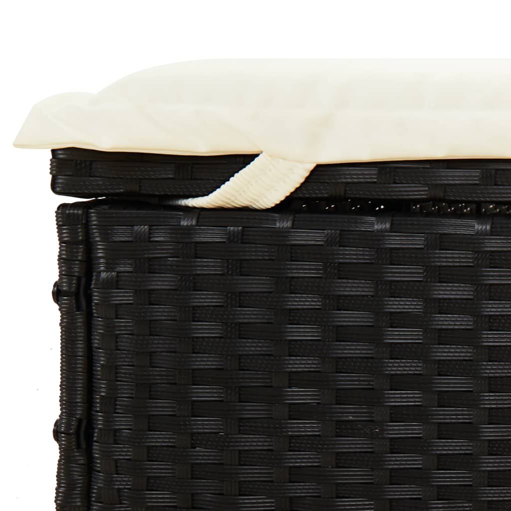 vidaXL Ξαπλώστρα 2 Ατόμων Στρογγ Οροφή Μαύρη 211x111x140εκ Συνθ. Ρατάν