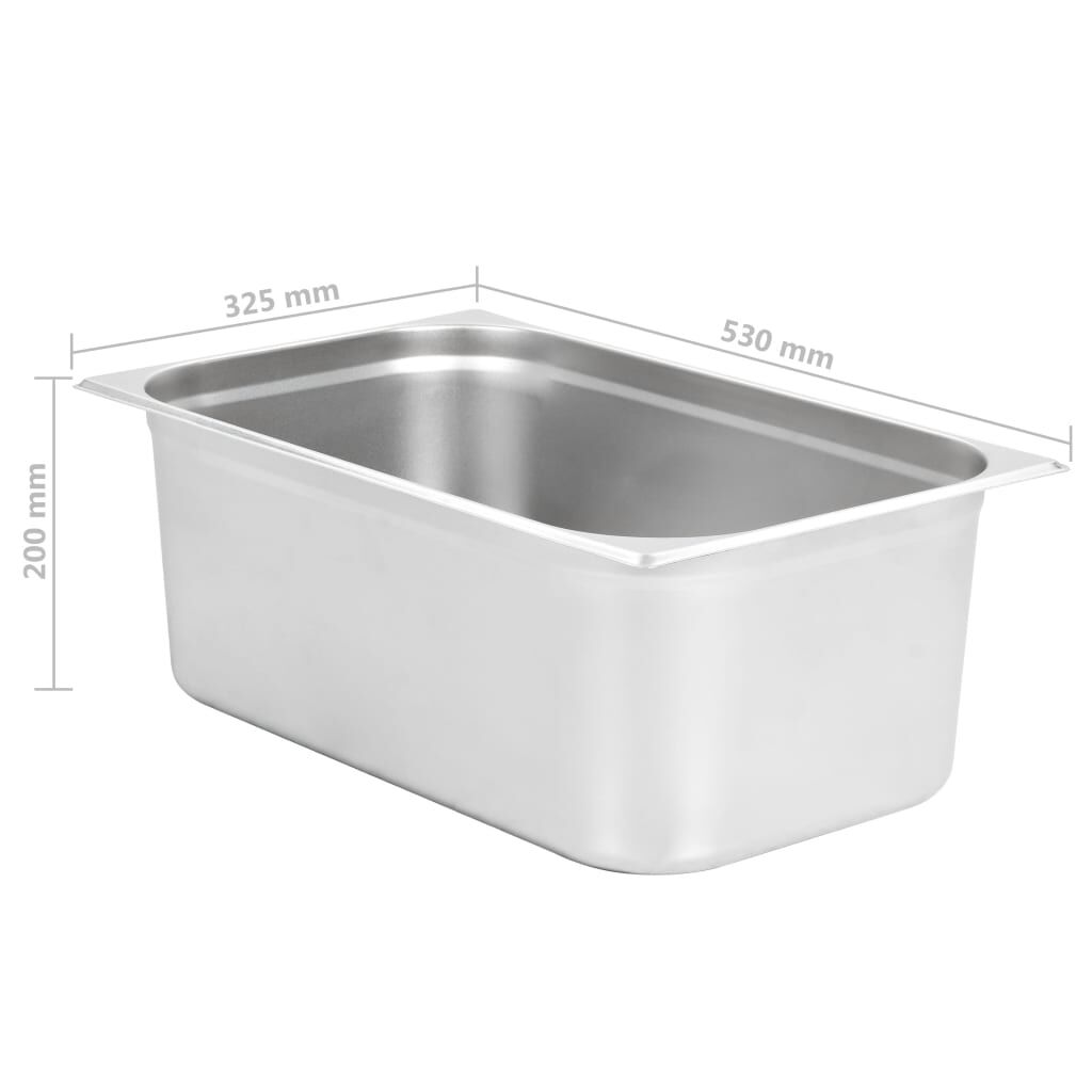 vidaXL Λεκάνες Gastronorm 2 τεμ. GN 1/1 200 χιλ. από Ανοξείδωτο Ατσάλι