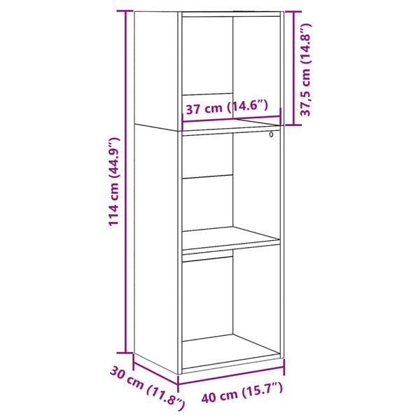 vidaXL Βιβλιοθήκη Λευκή 40x30x114 εκ. από Επεξεργασμένο Ξύλο