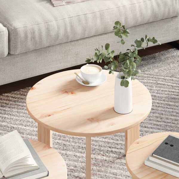 vidaXL Τραπεζάκι σαλονιού 3 pcs Φυσικό 47.5 x 47.5 x 27 εκ.