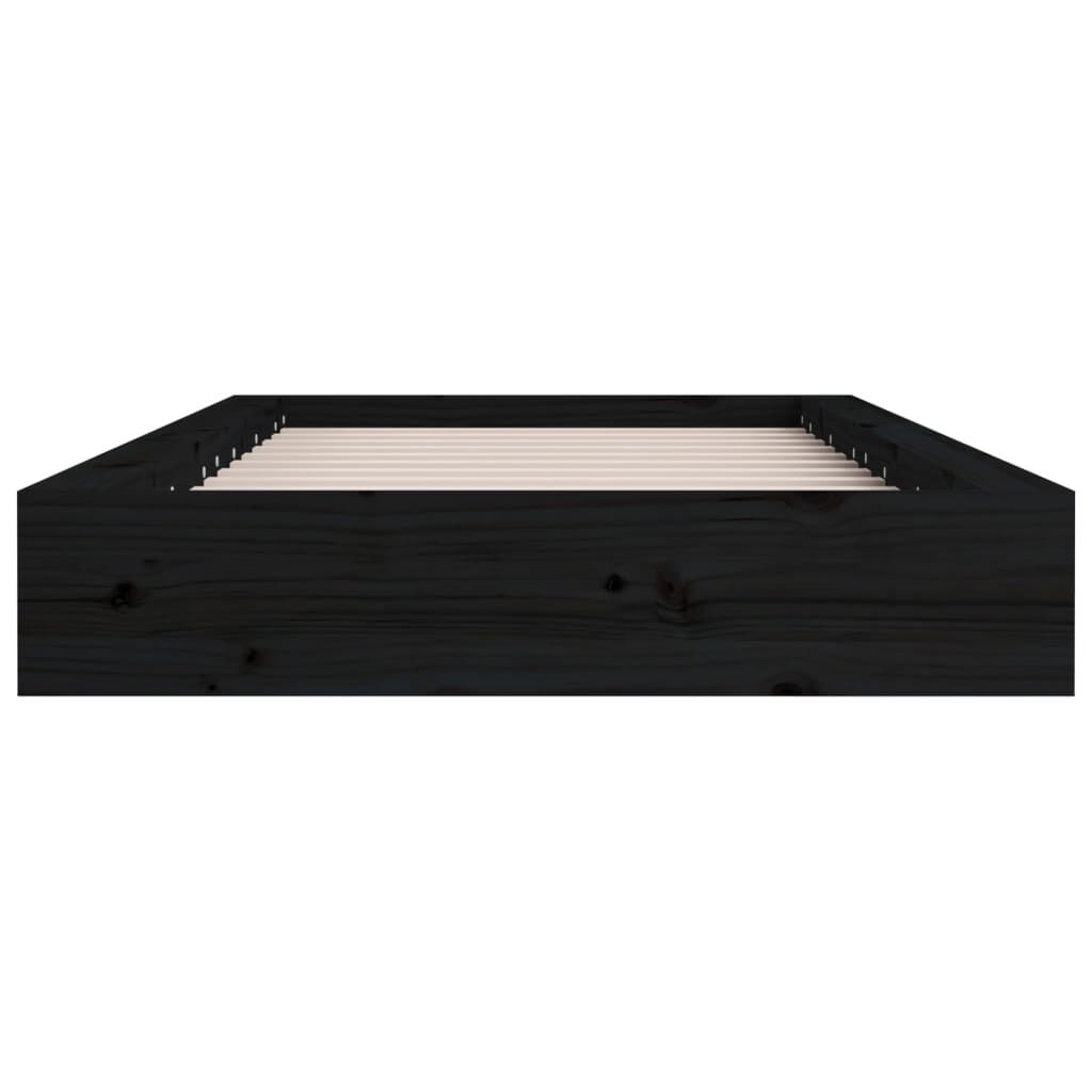 vidaXL Πλαίσιο Κρεβατιού Μαύρο 75 x 190εκ. από Μασίφ Ξύλο Small Single