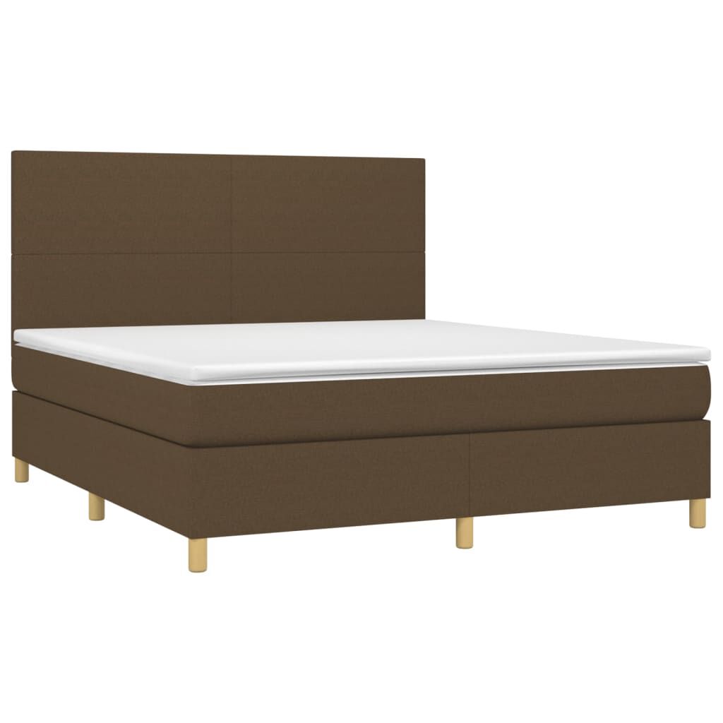 vidaXL Κρεβάτι Boxspring με Στρώμα & LED Σκ.Καφέ 160x200εκ. Υφασμάτινο