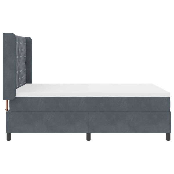 Κρεβάτι Box Spring με Στρώμα & LED Γκρι 140x190 εκ Βελούδινο