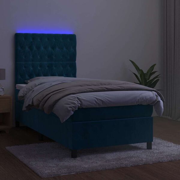 vidaXL &Kappa;&rho;&epsilon;&beta;ά&tau;&iota; Boxspring &mu;&epsilon; &Sigma;&tau;&rho;ώ&mu;&alpha; & LED &Sigma;&kappa;. &Mu;&pi;&lambda;&epsilon; 90x190 &epsilon;&kappa;. &Beta;&epsilon;&lambda;&omicron;ύ&delta;&iota;&nu;&omicron;