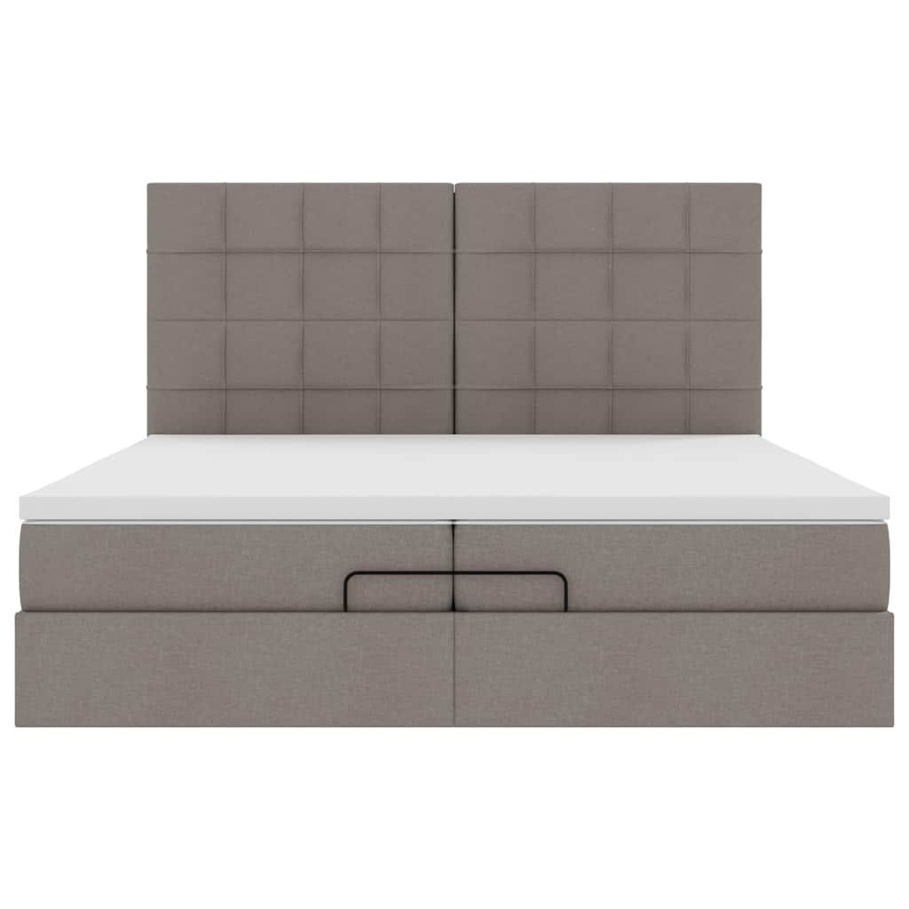 vidaXL Οθωμανικό κρεβάτι με στρώματα & LEDs Taupe 200x200cm ύφασμα