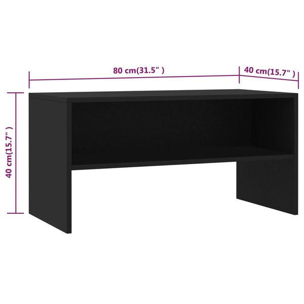 vidaXL Έπιπλο Τηλεόρασης Μαύρο 80 x 40 x 40 εκ. από Επεξ. Ξύλο
