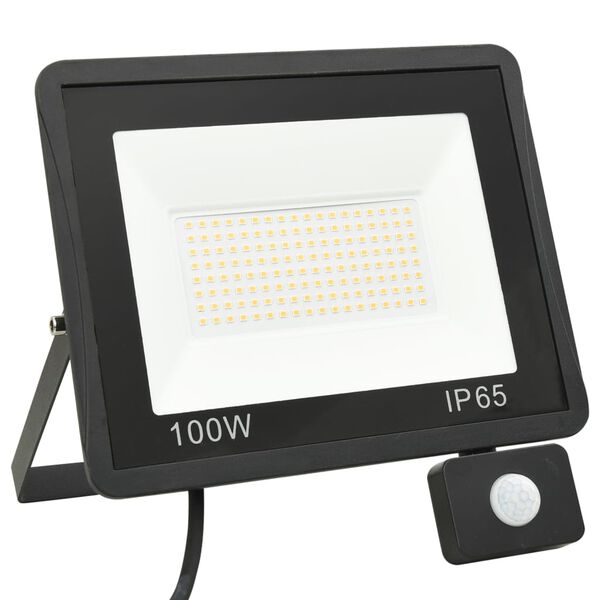 vidaXL Προβολέας LED με Αισθητήρα Θερμό Λευκό 100 W