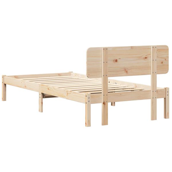 vidaXL Κρεβάτι με Επικεφαλή 75x190 cm Μασίφ Πεύκο