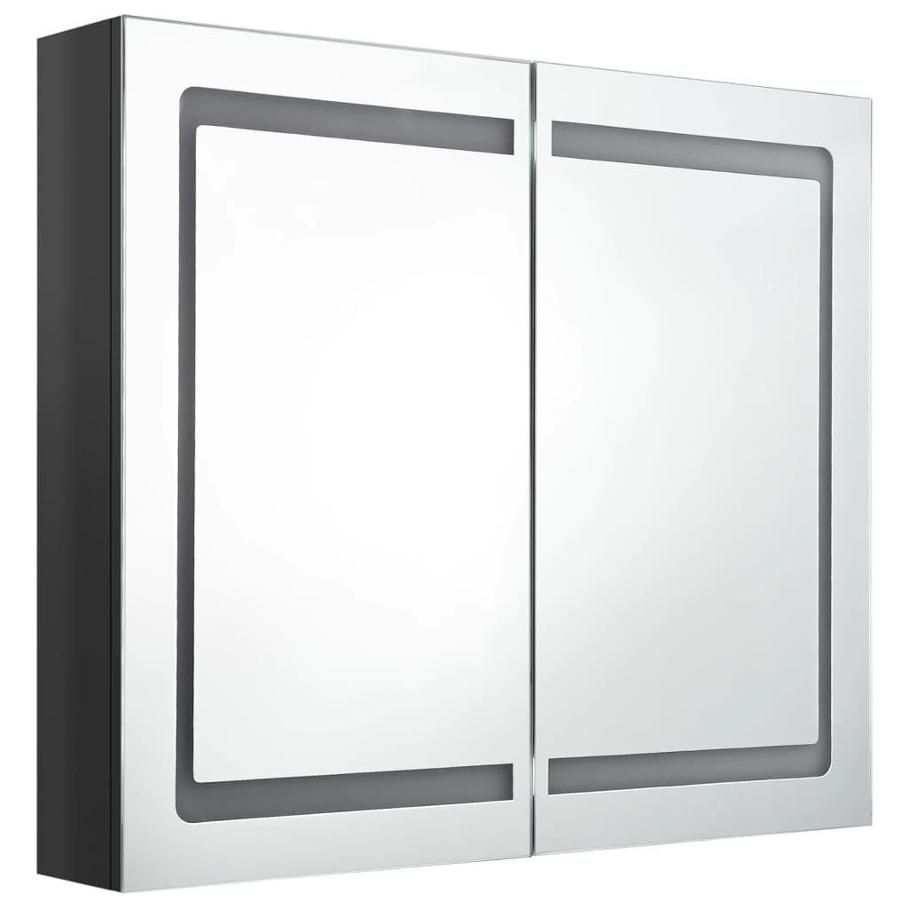 vidaXL Καθρέφτης Μπάνιου με Ντουλάπι & LED Λαμπερό Μαύρο 80x12x68 εκ.