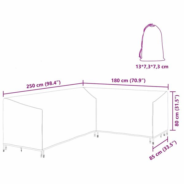 vidaXL Κάλυμμα επίπλων εξωτερικού χώρου 250 x 180 x 80 εκ.