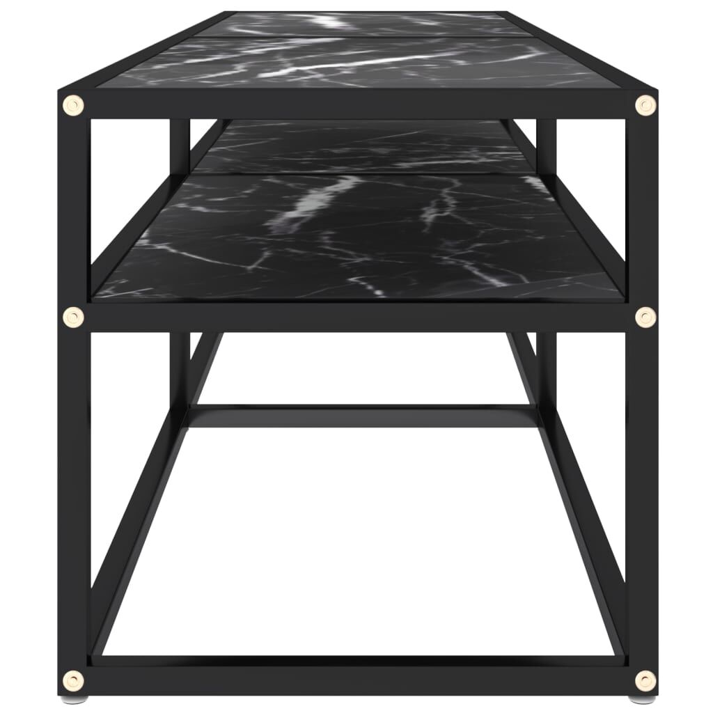 vidaXL Έπιπλο Τηλεόρασης Λευκό Όψη Μαρμάρου 140x40x40,5εκ Γυαλί Ασφαλ.