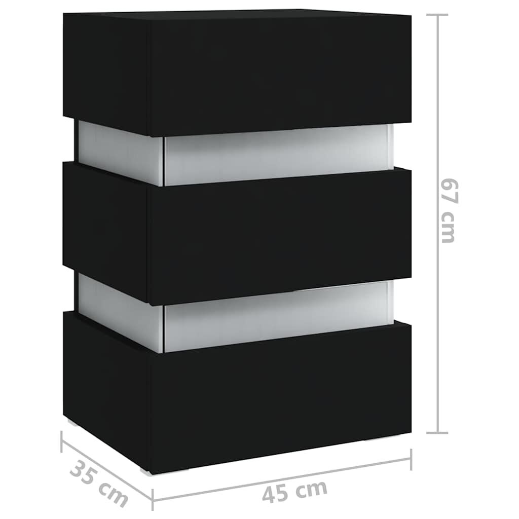 vidaXL Κομοδίνο με LED Μαύρο 45 x 35 x 67 εκ. από Επεξεργασμένο Ξύλο