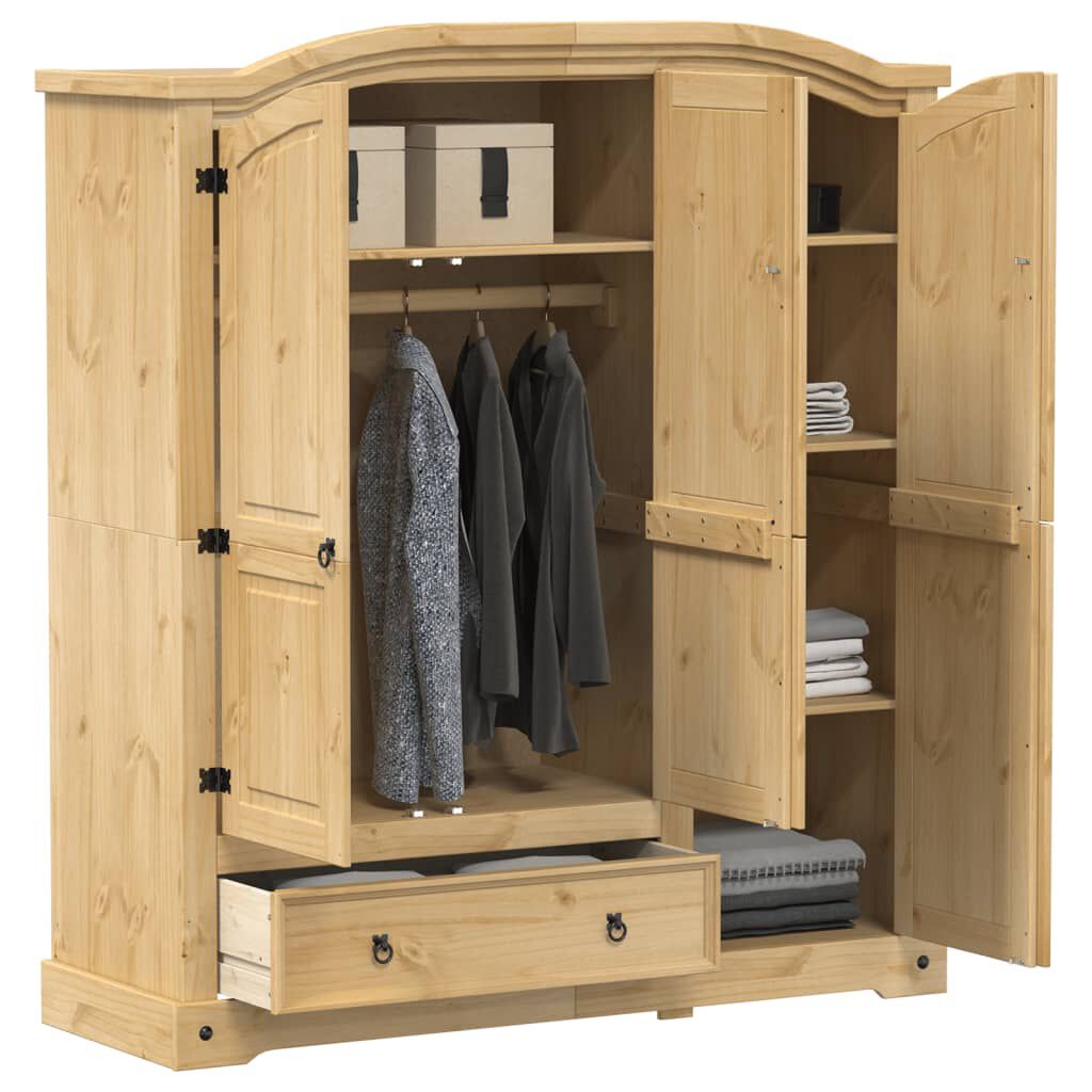 vidaXL Ντουλάπα Corona 151,5 x 52 x 170 εκ. από Μασίφ Ξύλο Πεύκου