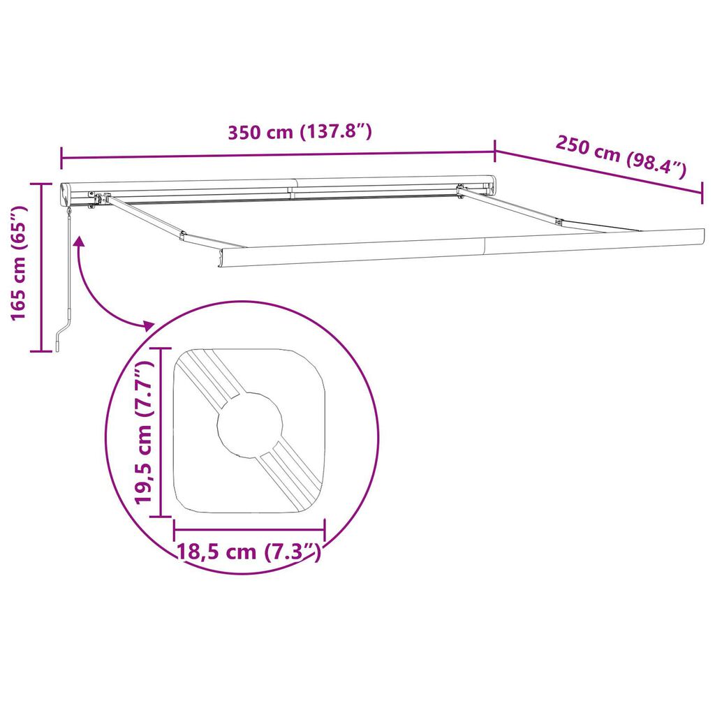 vidaXL Τέντα Κασετίνα Χειροκίνητη Μπλε / Λευκή 350 x 250 εκ.