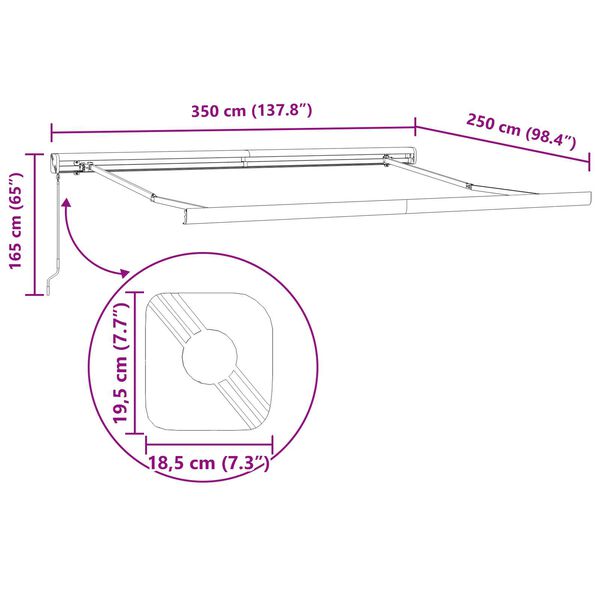 vidaXL Τέντα Κασετίνα Χειροκίνητη Μπλε / Λευκή 350 x 250 εκ.
