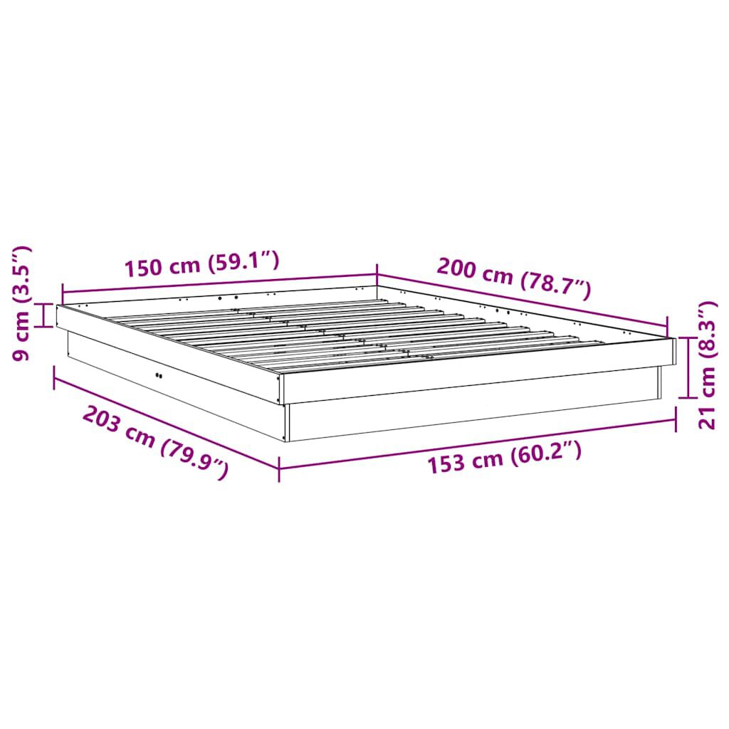 vidaXL Πλαίσιο κρεβατιού χωρίς στρώμα 150x200 cm μασίφ ξύλο δρυς