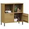 vidaXL Βιβλιοθήκη OSLO Καφέ 90x35x90,5 εκ. Μασίφ Ξύλο με Μεταλ. Πόδια