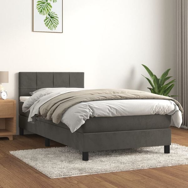 vidaXL &Kappa;&rho;&epsilon;&beta;ά&tau;&iota; Boxspring &mu;&epsilon; &Sigma;&tau;&rho;ώ&mu;&alpha; &Sigma;&kappa;&omicron;ύ&rho;&omicron; &Gamma;&kappa;&rho;&iota; 90x190 &epsilon;&kappa;. &Beta;&epsilon;&lambda;&omicron;ύ&delta;&iota;&nu;&omicron;