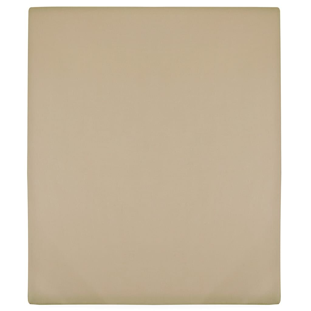 vidaXL Σεντόνι με Λάστιχο Taupe 90 x 200 εκ. Βαμβακερό Ζέρσεϊ
