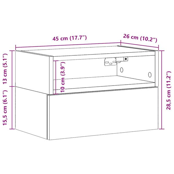 vidaXL Κομοδίνα Επιτοίχια 2 τεμ. Sonoma Δρυς 45x26x28,5 εκ.