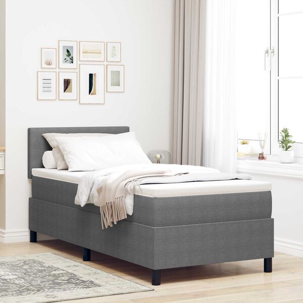 vidaXL Κρεβάτι με ελατήρια με Στρώμα & LED Φως Γκρι 80x200 εκ Ύφασμα κορντούρας
