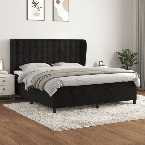 vidaXL &Kappa;&rho;&epsilon;&beta;ά&tau;&iota; Boxspring &mu;&epsilon; &Sigma;&tau;&rho;ώ&mu;&alpha; &Mu;&alpha;ύ&rho;&omicron; 180x200 &epsilon;&kappa;. &Beta;&epsilon;&lambda;&omicron;ύ&delta;&iota;&nu;&omicron;
