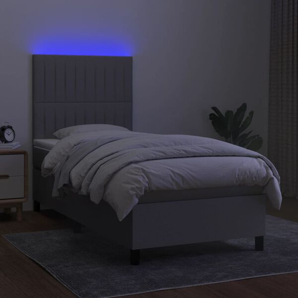 vidaXL &Kappa;&rho;&epsilon;&beta;ά&tau;&iota; Boxspring &mu;&epsilon; &Sigma;&tau;&rho;ώ&mu;&alpha; & LED &Alpha;&nu;.&Gamma;&kappa;&rho;&iota; 90x200 &epsilon;&kappa;. &Upsilon;&phi;&alpha;&sigma;&mu;ά&tau;&iota;&nu;&omicron;