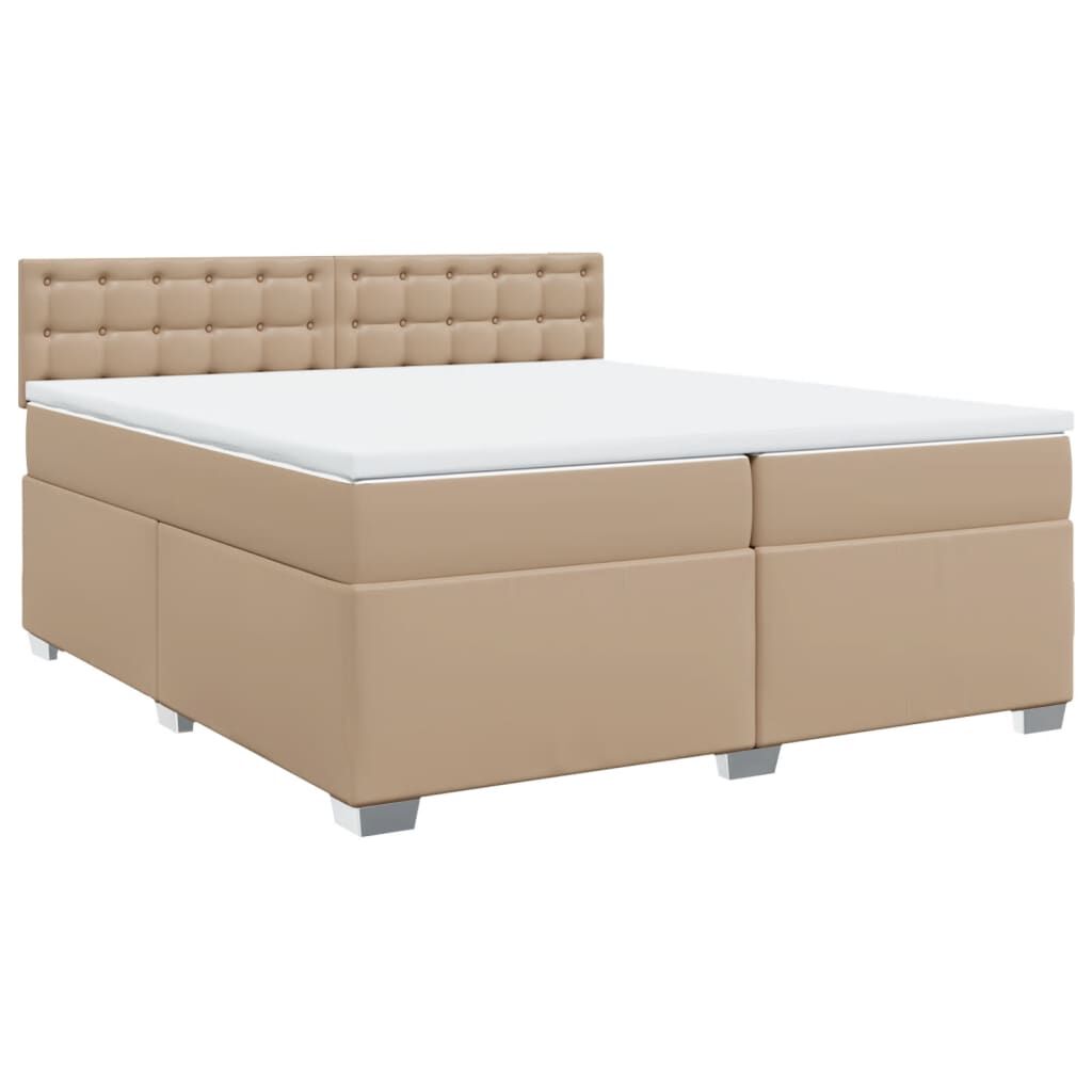 vidaXL Κρεβάτι Boxspring με Στρώμα Καπουτσίνο 200x200εκ.από Συνθ.Δέρμα