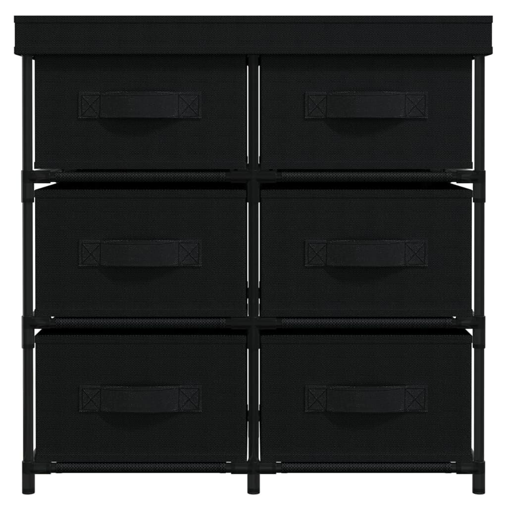 337257 vidaXL Ντουλάπι με 6 Συρτάρια Μαύρο 55x29x55 εκ. Ατσάλι
