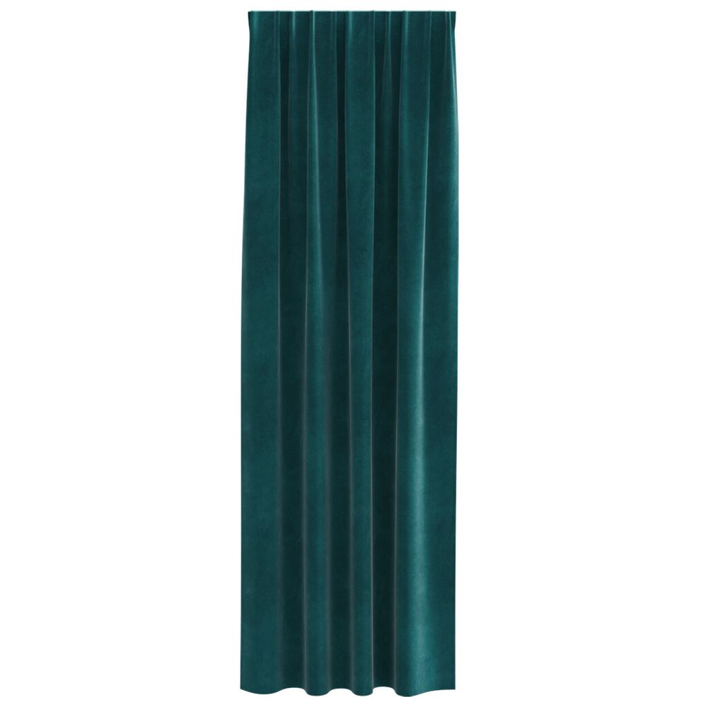 Curtains blackout vidaXL με κορδέλα 2 τεμ Σκούρο Πράσινο Βελούδο
